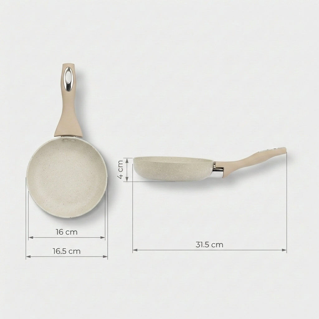 INDUCTION PAN deep for frying non-stick durable beige 16cm Manufacturer code Patelnia indukcyjna głęboka smażenia CADRO