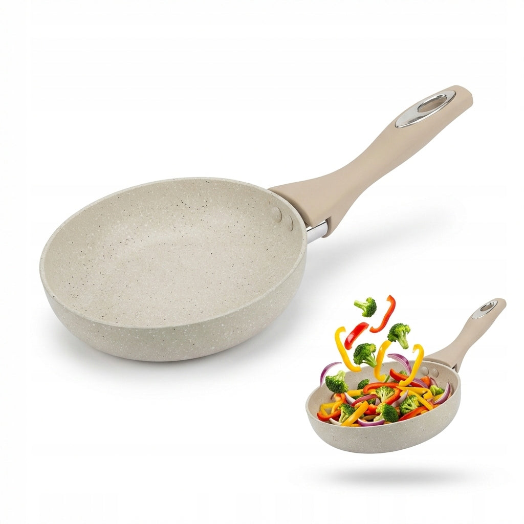 INDUCTION PAN deep for frying non-stick durable beige 16cm