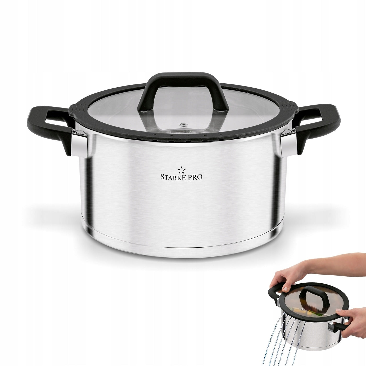 INDUCTION POT with Lid STAINLESS STEEL Starke Pro Rigor 5,7l 24cm