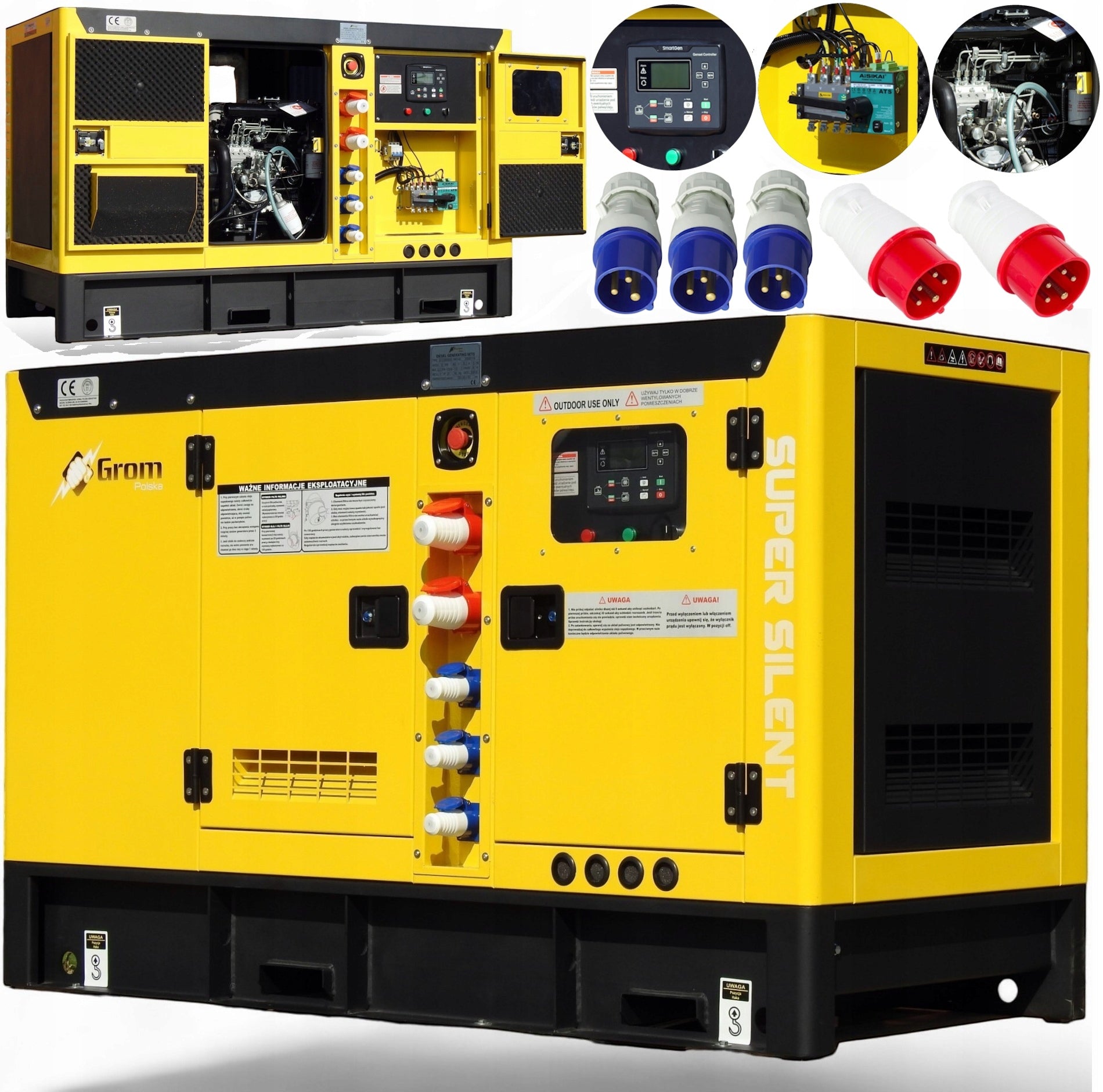 INDUSTRIAL GENERATOR SET DIESEL GROM 20KW 25kVA QUIET ATS generator