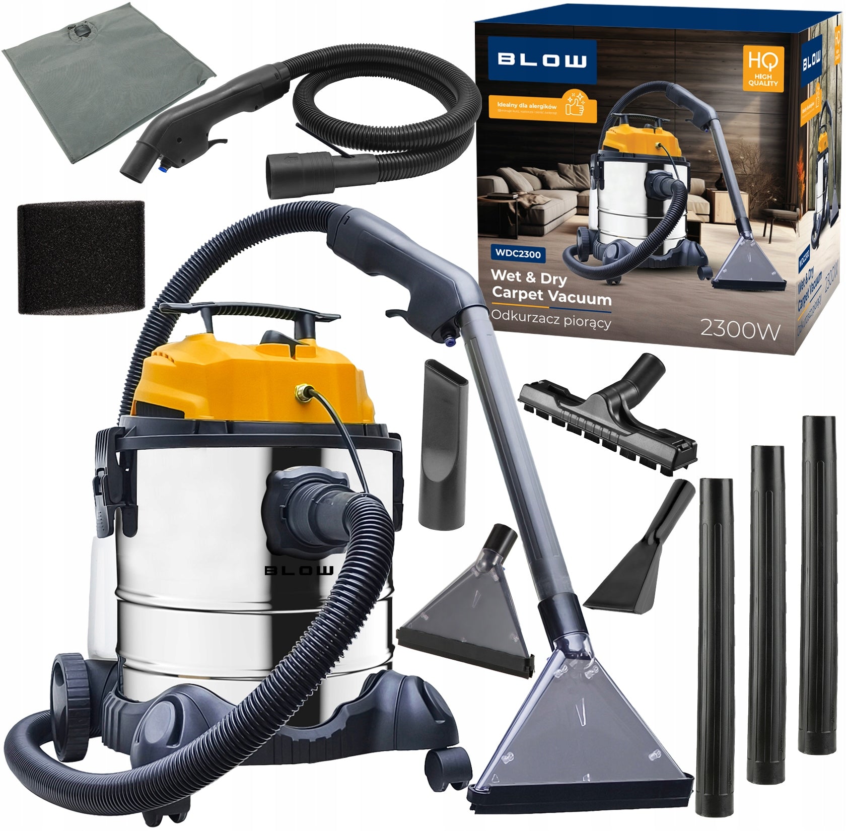 INDUSTRIAL VACUUM CLEANER FOR WASHING CARPET UPHOLSTERY 2300W 20L STRONG