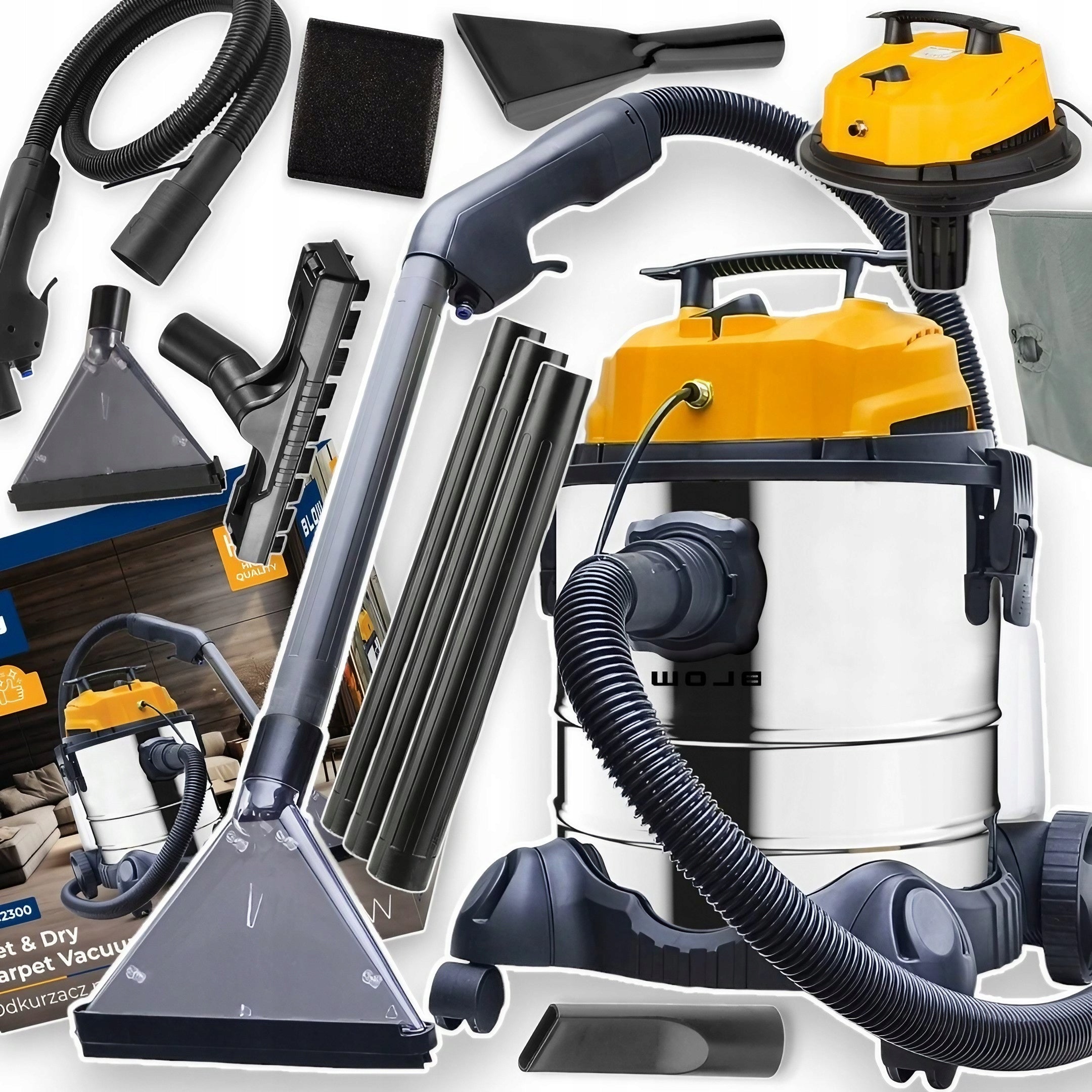 INDUSTRIAL VACUUM CLEANER WASHING BLOW STRONG 2300W 20L CARPET UPHOLSTERY WASHING