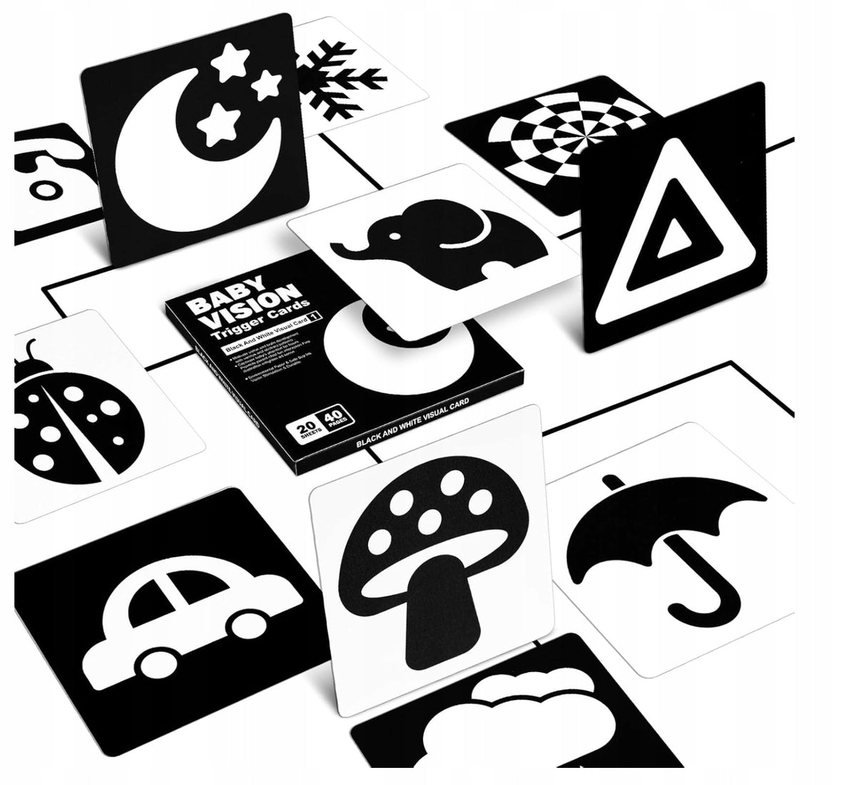 INFANT CONTRAST CARDS BLACK AND WHITE IMAGES 20 PIECES