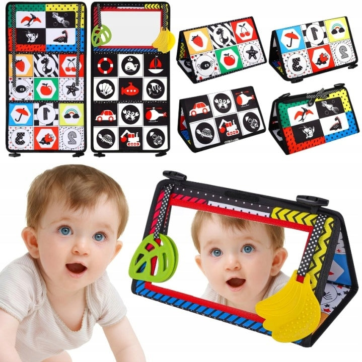 INFANT SENSORY CONTRAST BOOK WITH MIRROR TOY