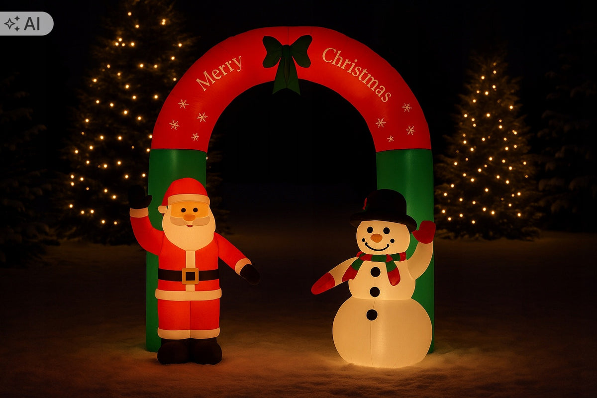 INFLATABLE BOW WITH SANTA CLAUS AND LED SNOWMAN 240 CM *0448 Manufacturer code duża brama świecący dekoracja świąteczna
