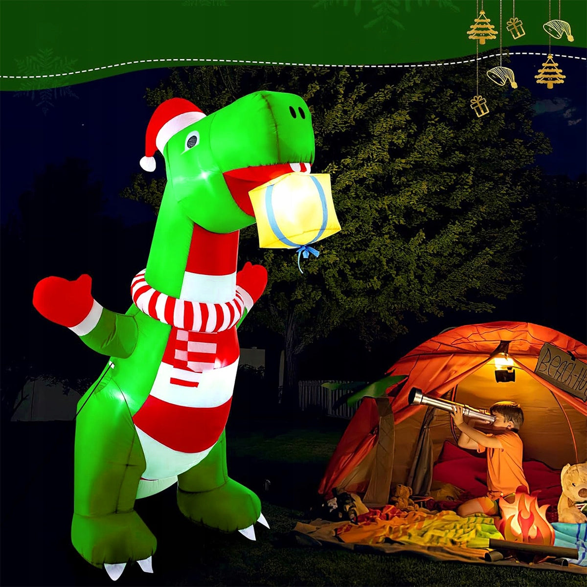 INFLATABLE CHRISTMAS DECORATION FOR GARDEN 2,4m Christmas Dinosaur Brand no brand