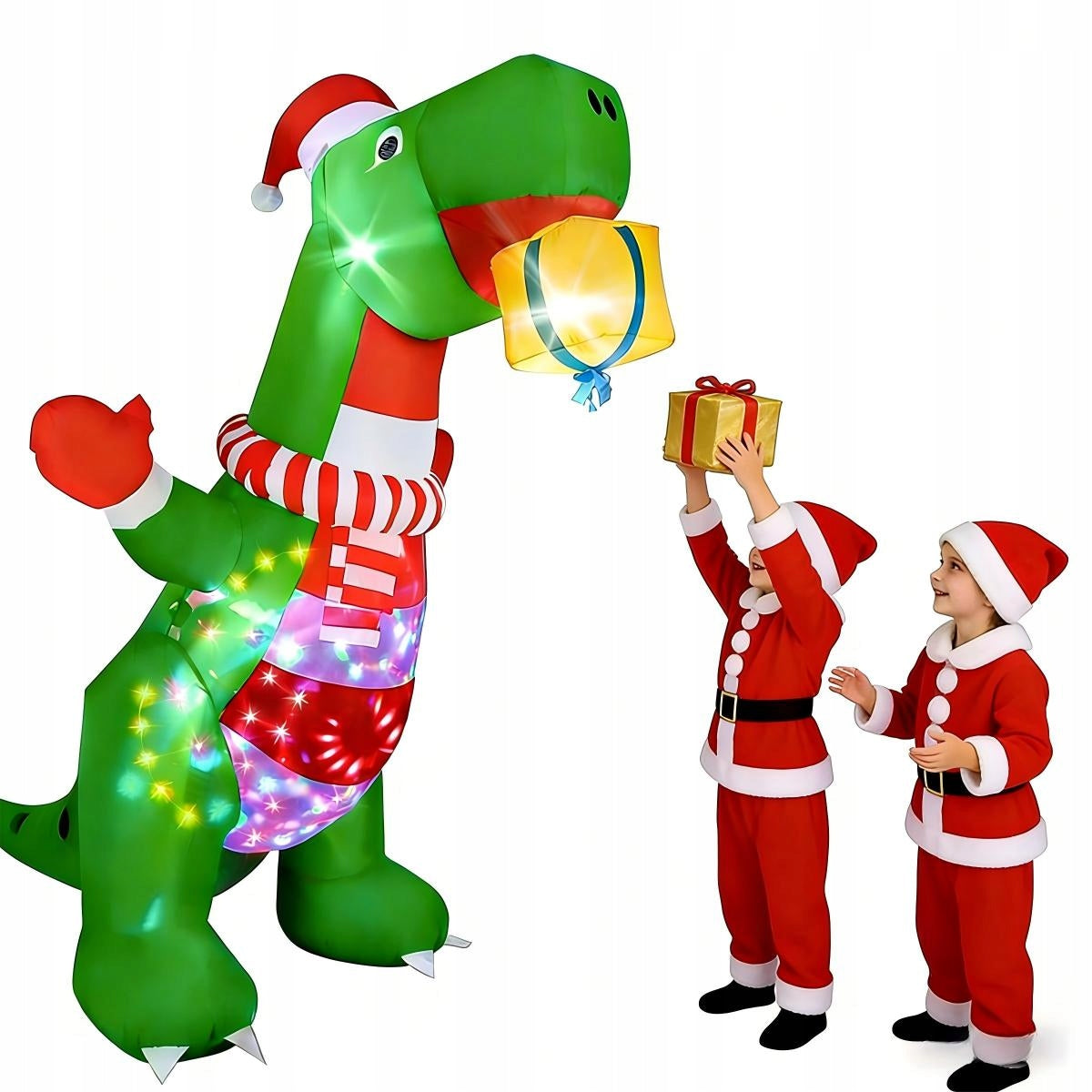 INFLATABLE CHRISTMAS DECORATION FOR GARDEN 2,4m Christmas Dinosaur