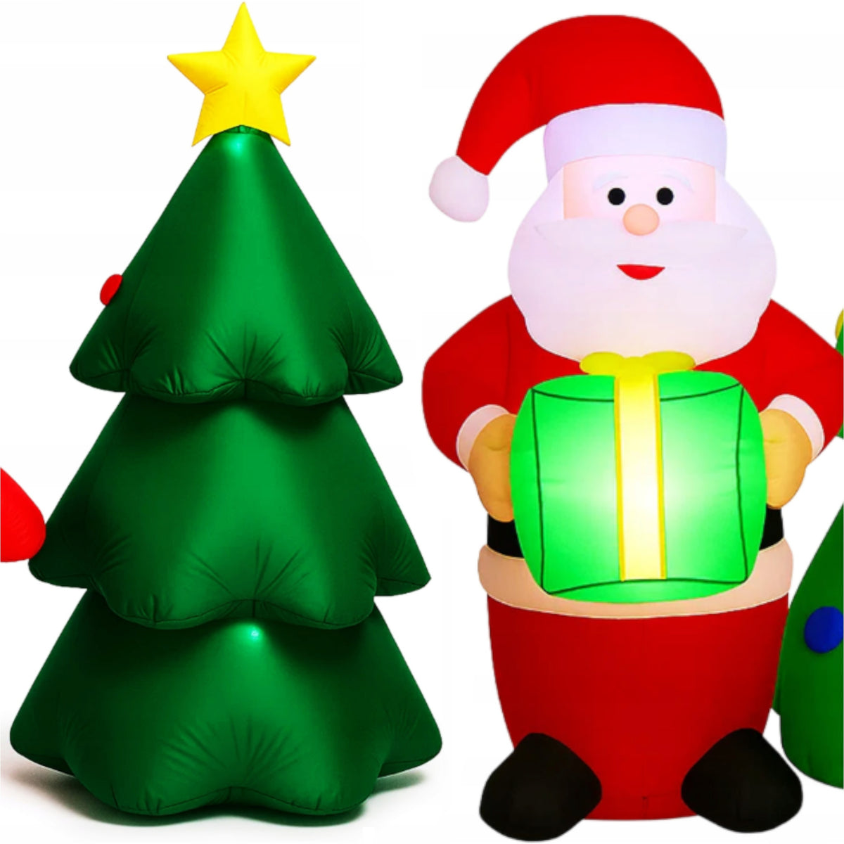 INFLATABLE CHRISTMAS TREE DECORATIONS AND SANTA CLAUS LED