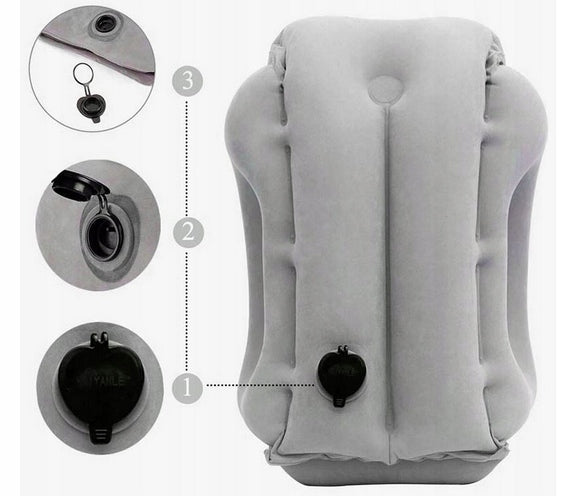 INFLATABLE CROISSANT TRAVEL PILLOW PUMPED FOR AIRPLANE CAR WITH HOLES Brand no brand