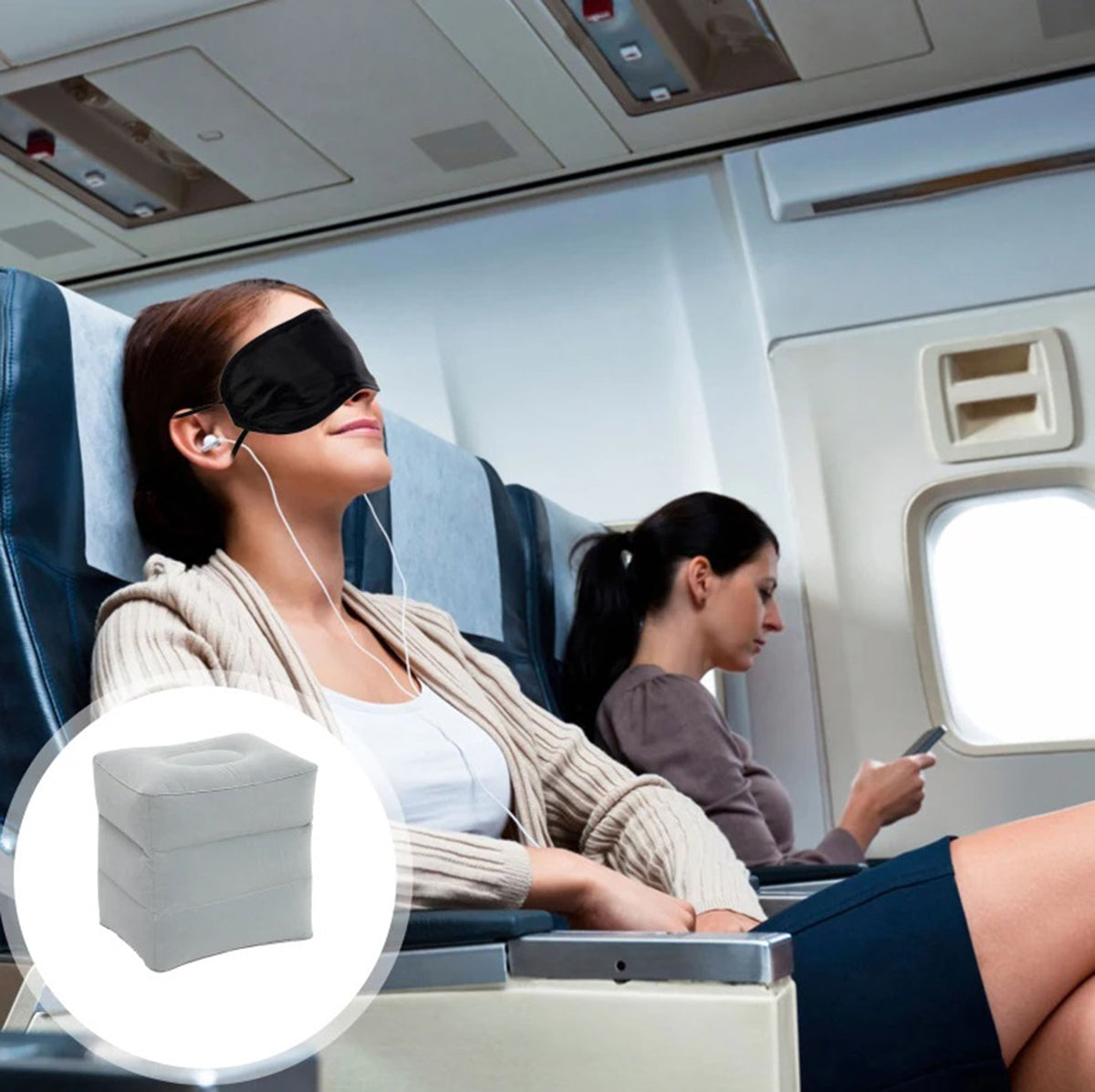 INFLATABLE FOOTREST FOR CAR COMFORTABLE TRAVEL LEG CUSHION Packaging status original
