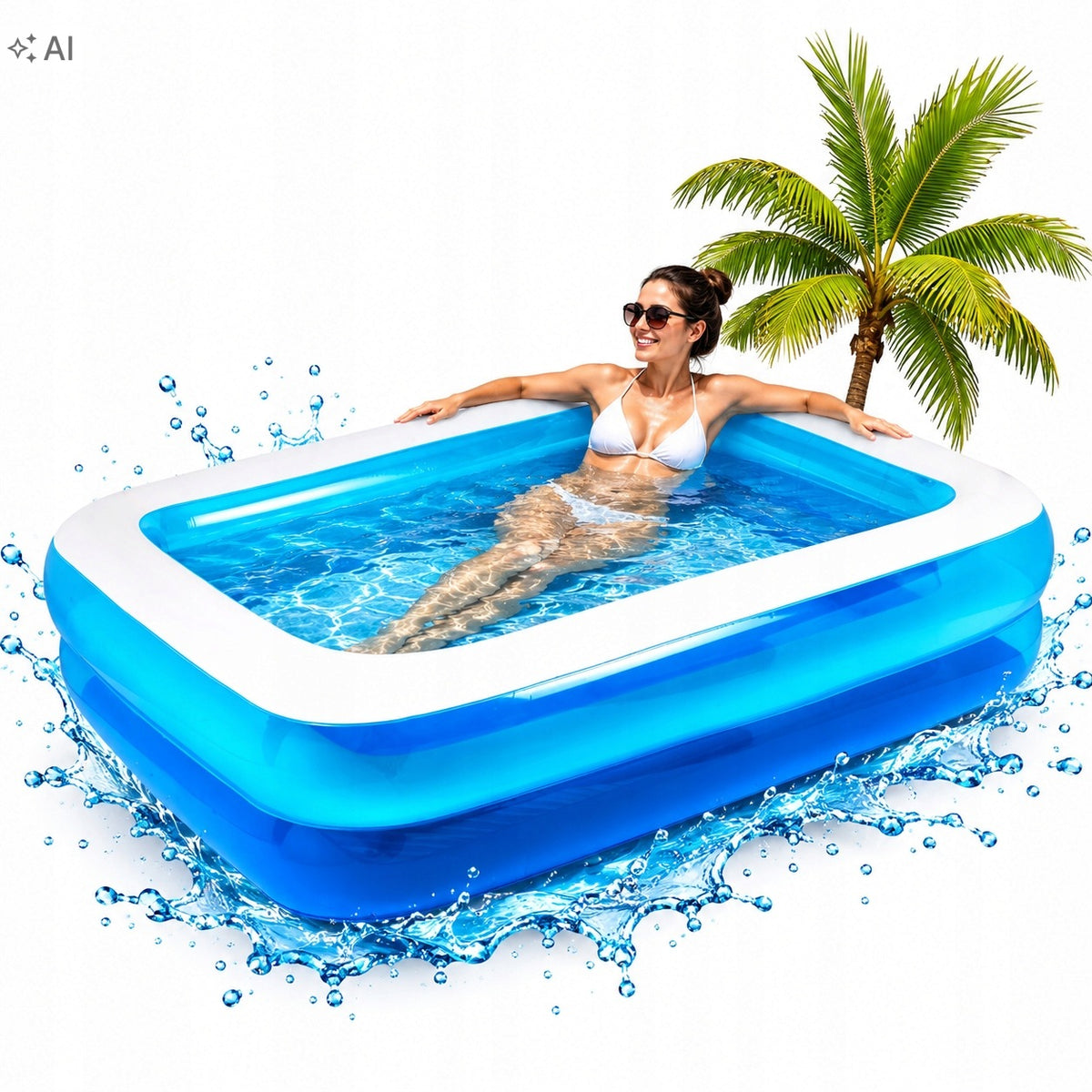 INFLATABLE GARDEN POOL FOR CHILDREN LARGE FAMILY RECTANGULAR 200X150 460L