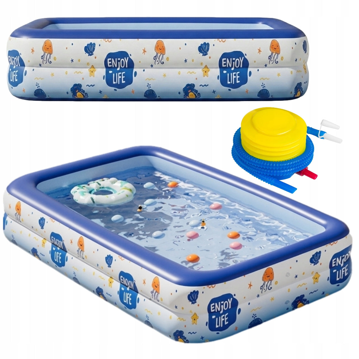INFLATABLE GARDEN POOL FOR CHILDREN RECTANGULAR 120x90x30cm + PUMP AND PATCH