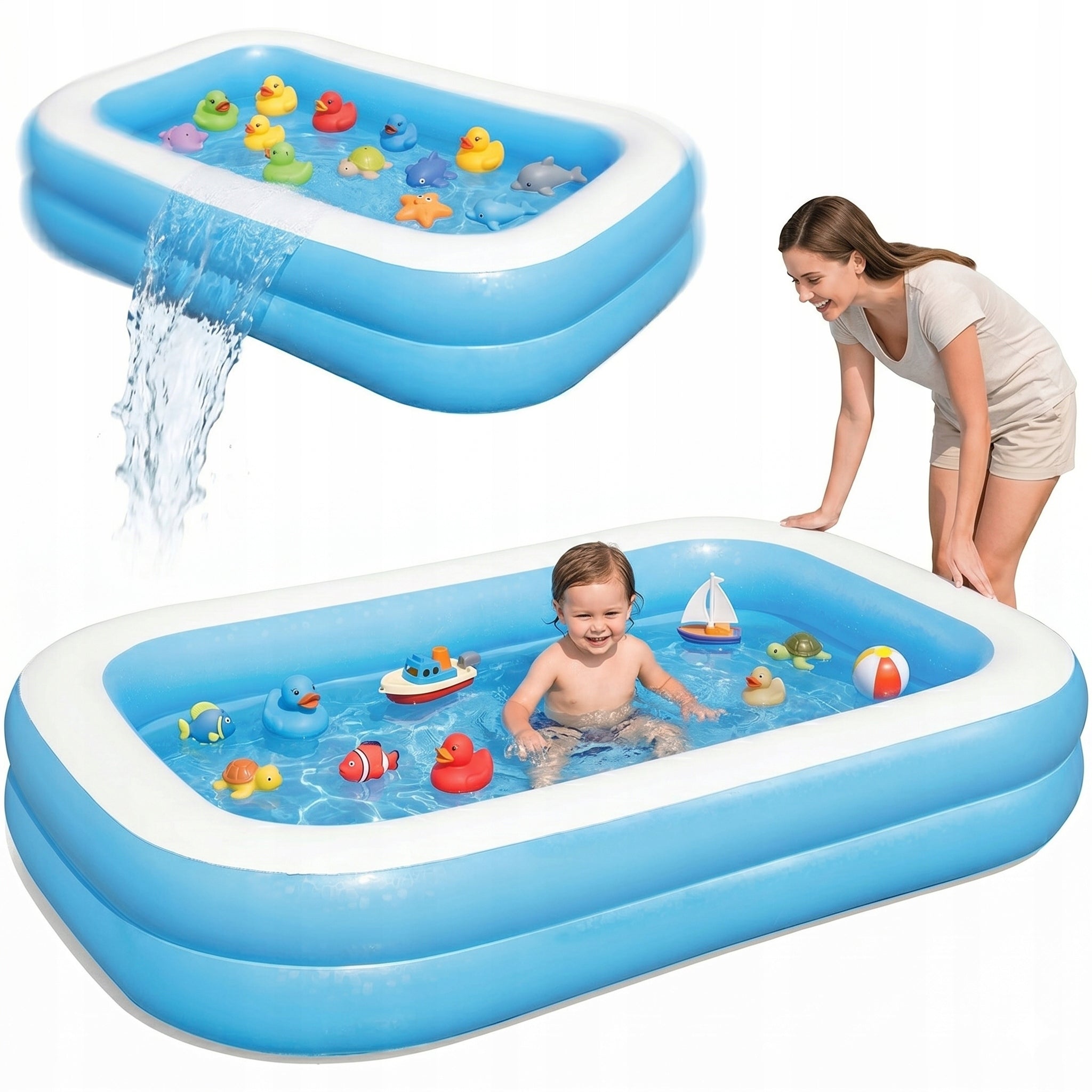 INFLATABLE GARDEN POOL LARGE XXL FOR FAMILY CHILDREN STRONG 200 x 150 cm