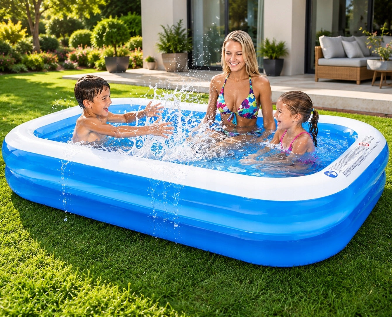 INFLATABLE GARDEN POOL REINFORCED LARGE FAMILY XXL 262 x 175 x 56 cm 770L Series Basen dmuchany