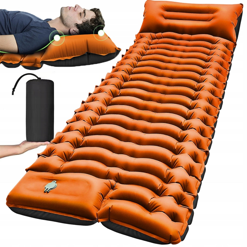 INFLATABLE HIKING MATTRESS ULTRALIGHT TREKKING MAT WITH PILLOW 190x70cm