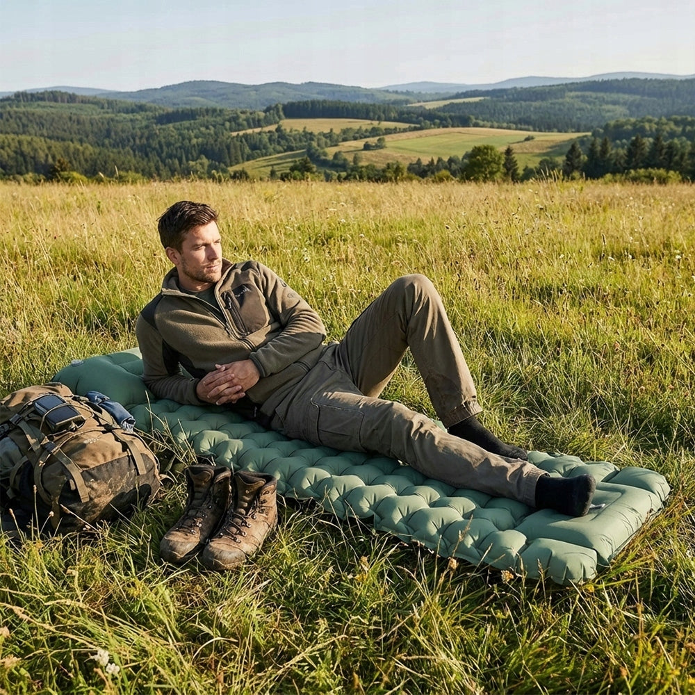 INFLATABLE MATTRESS FOR 2 PEOPLE, DOUBLE MAT, INFLATABLE SLEEPING MAT Manufacturer code KARIMATA SAMOPOMPUJĄCA Z PODUSZKĄ WYGODNA