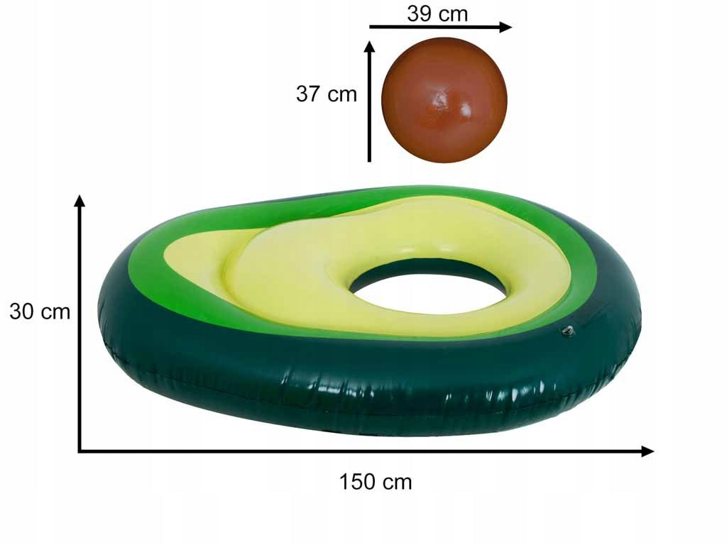 INFLATABLE MATTRESS FOR SWIMMING AVOCADO WITH SEED BALL LARGE PONTOON 150cm XL Packaging status original