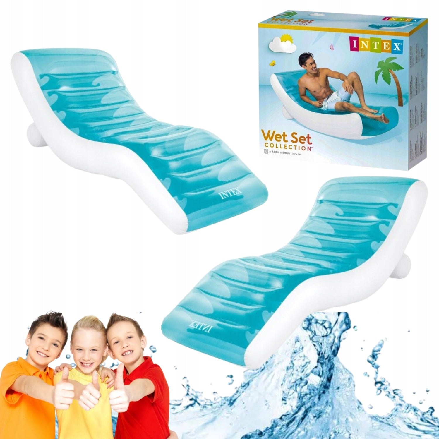 INFLATABLE MATTRESS FOR SWIMMING POOL SUN LOUNGER FOR SUNBATHING INTEX