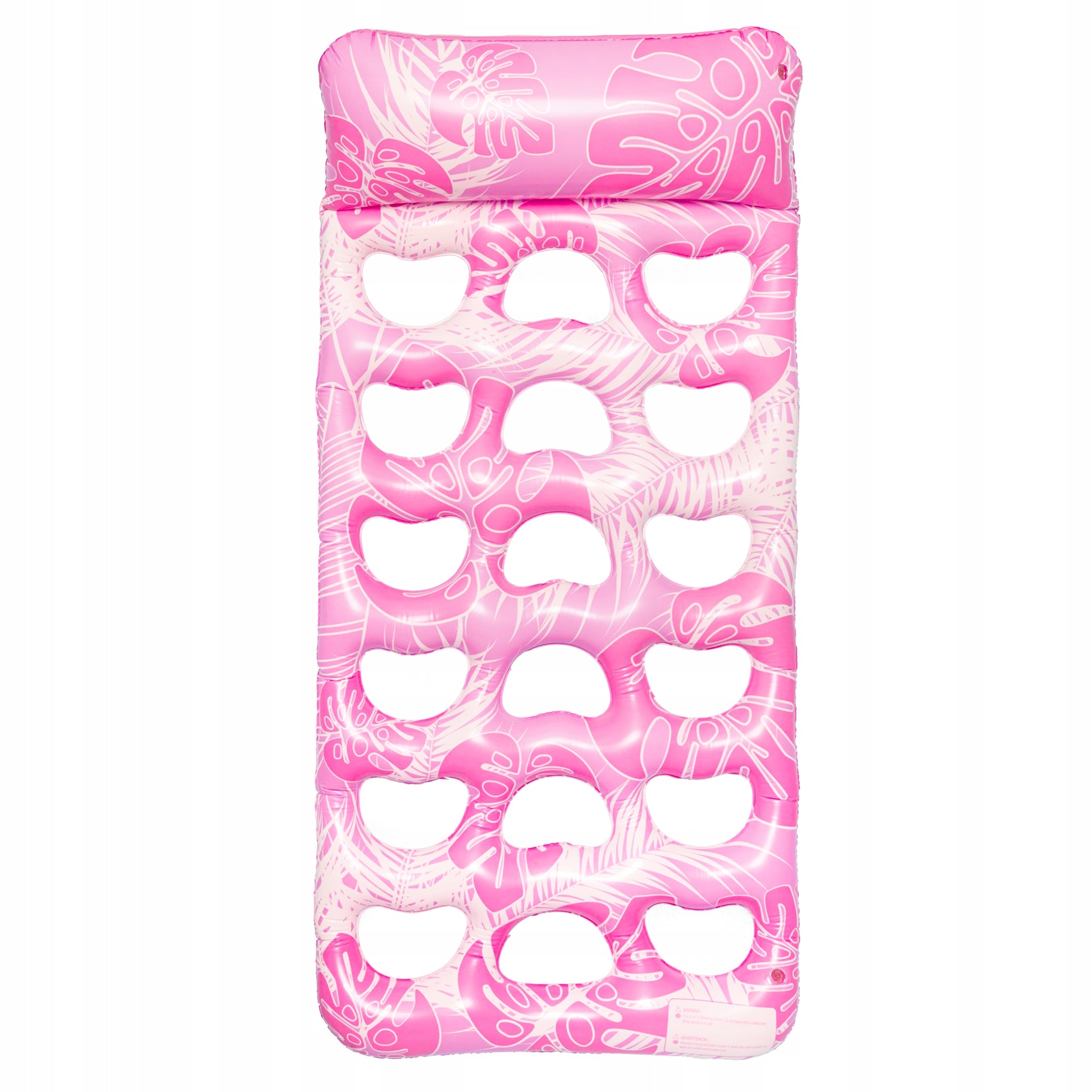 INFLATABLE MATTRESS FOR SWIMMING WATER BEACH PILLOW SUN LOUNGER FOR BEACH WITH PUMP Manufacturer code MP20 MATERAC PŁYWANIA PLAŻOWY DMUCHANY RÓŻOWY