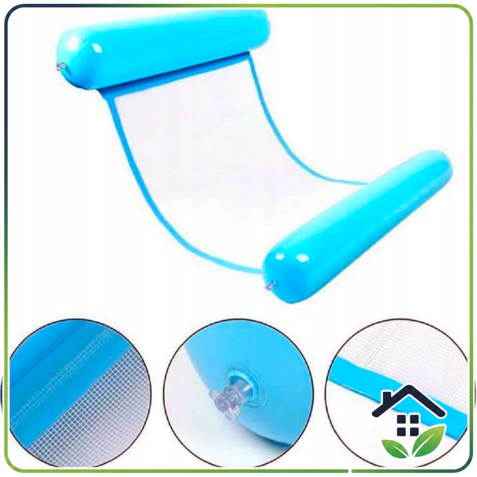 INFLATABLE MATTRESS FOR SWIMMING WATER FOR ADULTS WATER HAMMOCK WITH MESH SUN LOUNGER Manufacturer code Hamak wodny dmuchany ANMAXO NIEBIESKI