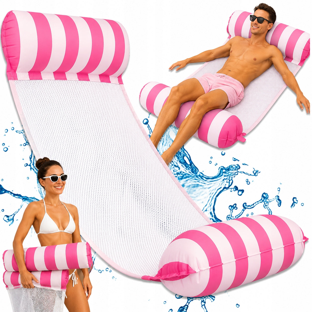 INFLATABLE MATTRESS FOR SWIMMING WATER FOR ADULTS WATER HAMMOCK WITH MESH SUN LOUNGER