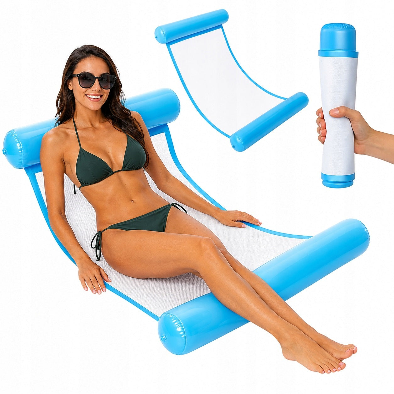 INFLATABLE MATTRESS FOR SWIMMING WATER FOR ADULTS WATER HAMMOCK WITH MESH SUN LOUNGER