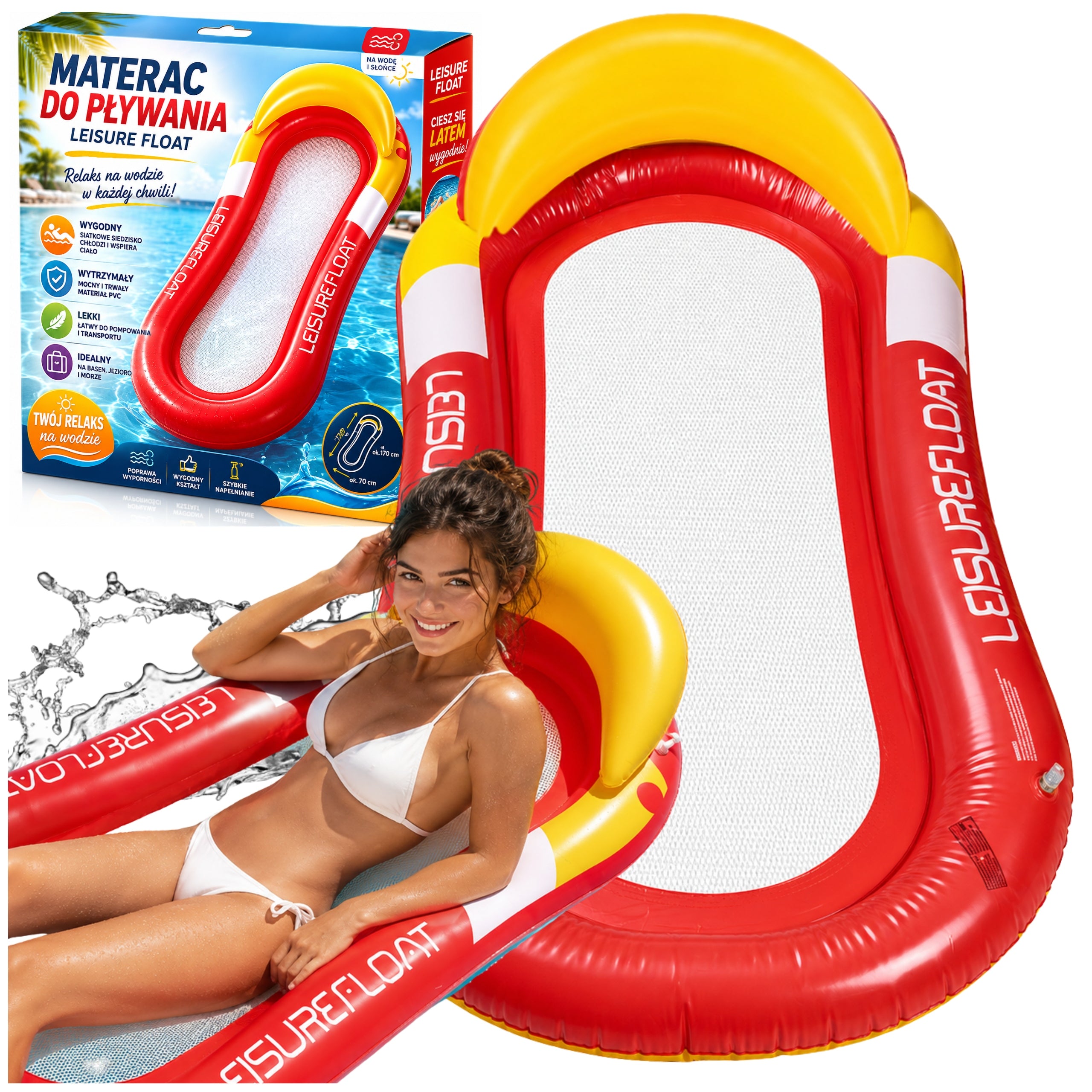INFLATABLE MATTRESS WITH MESH FOR SWIMMING BEACH CHAIR WATER HAMMOCK FOR SWIMMING POOL
