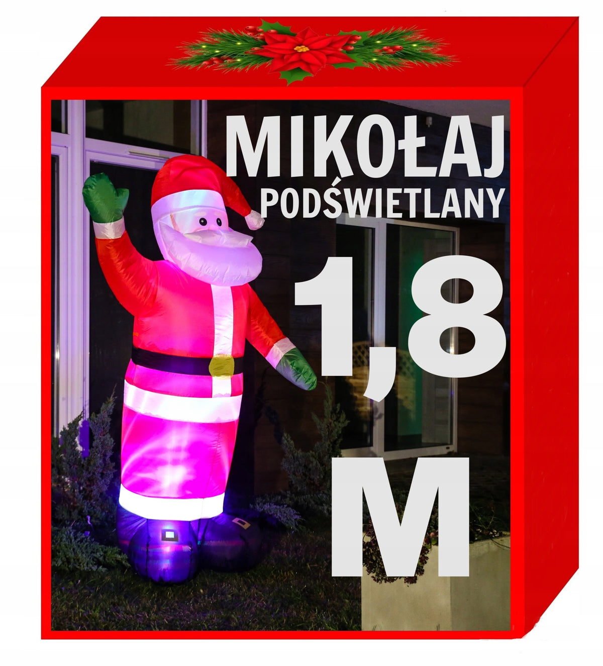 INFLATABLE SANTA CLAUS 1,8M STAR PUMPED LED Christmas Tree Lights Icicle Christmas Tree
