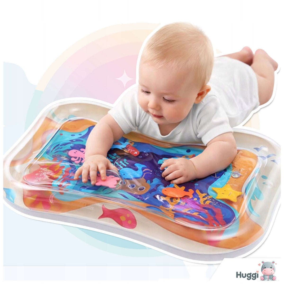 INFLATABLE SENSORY WATER MAT FOR BABIES XXL - OCEAN Packaging status original