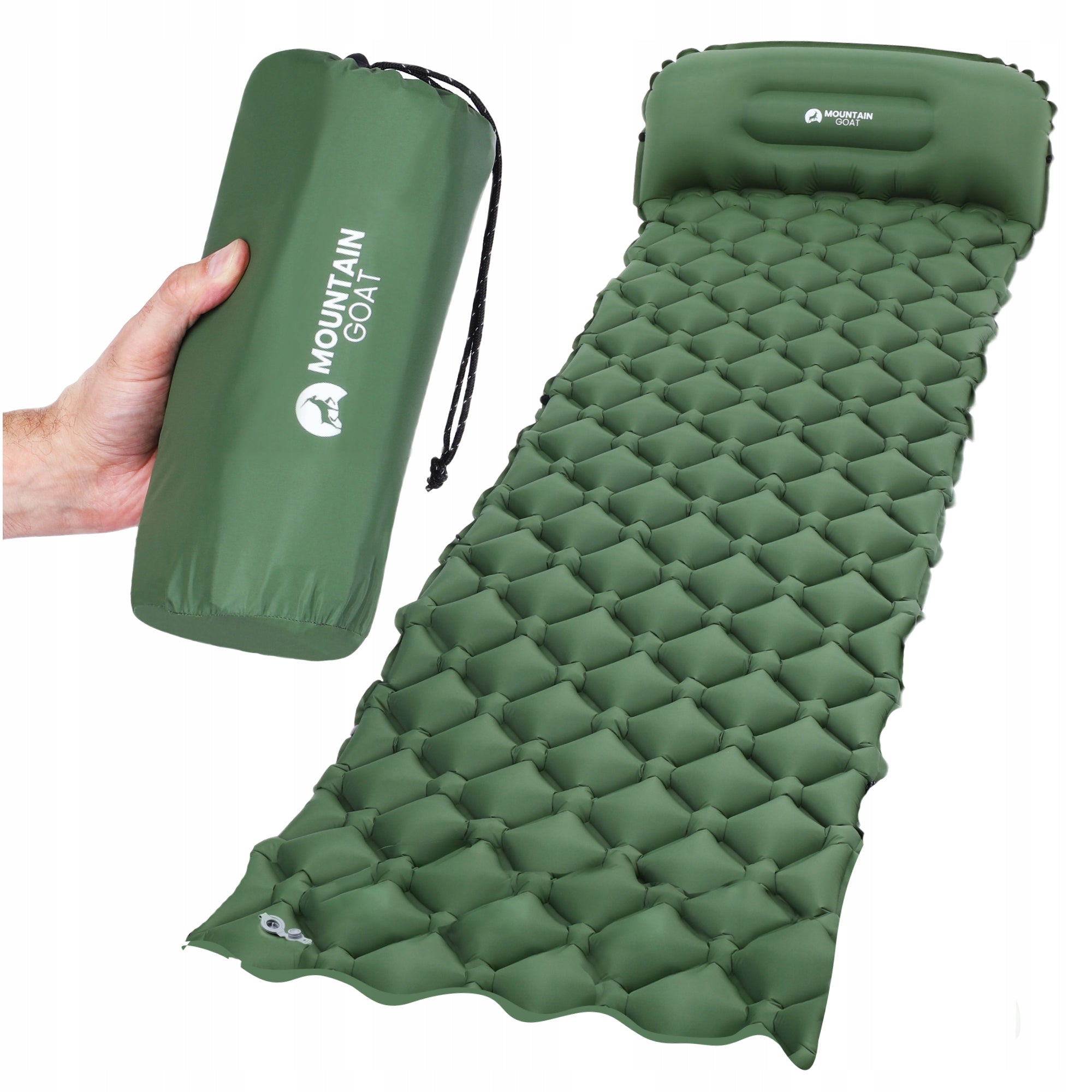 INFLATABLE SINGLE MATTRESS TOURIST LIGHT MOUNTAIN GOAT GREEN Packaging status original