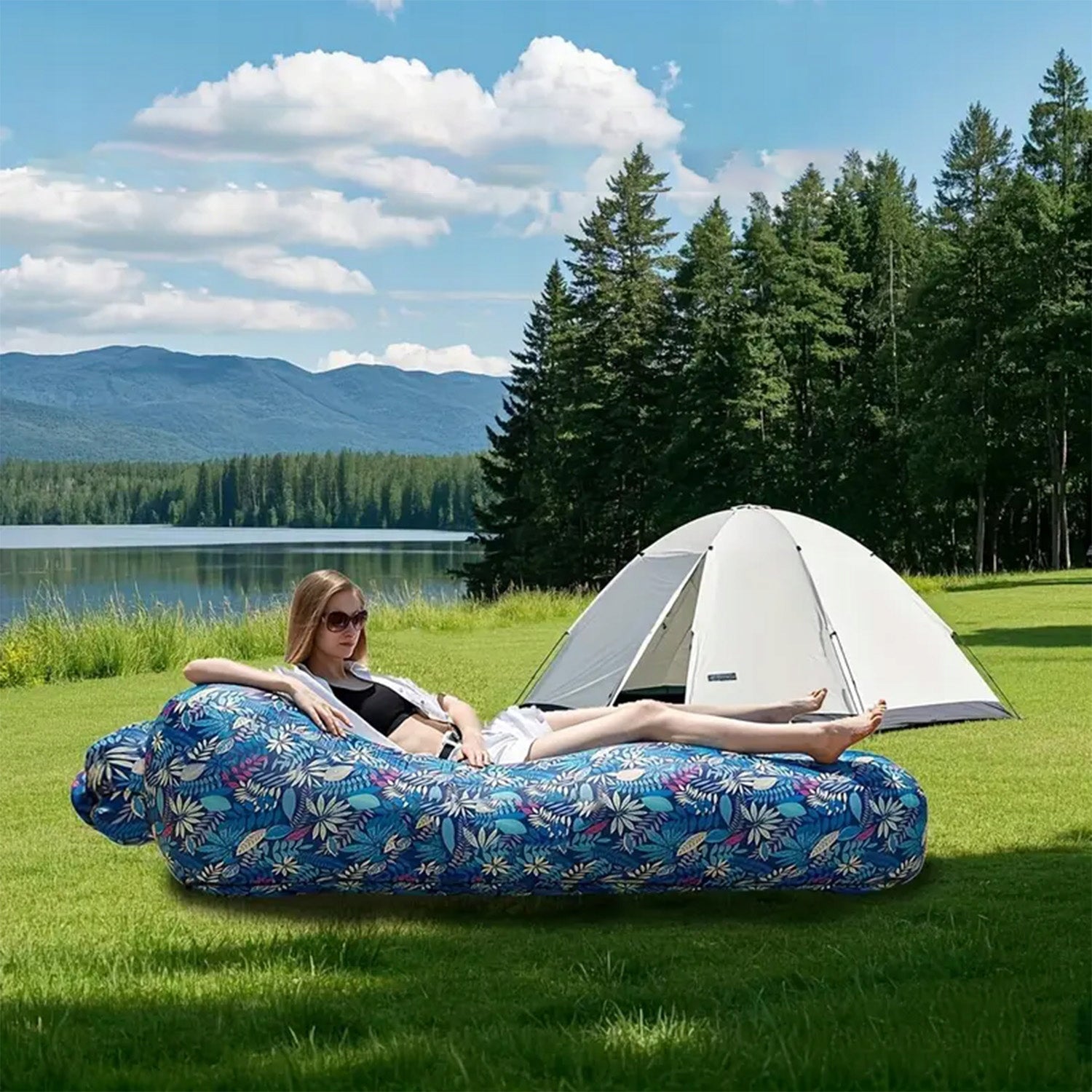 INFLATABLE SOFA BED LAZY BAG AIR FOR BEACHES ARMCHAIR MATTRESS LOUNGER Packaging status original