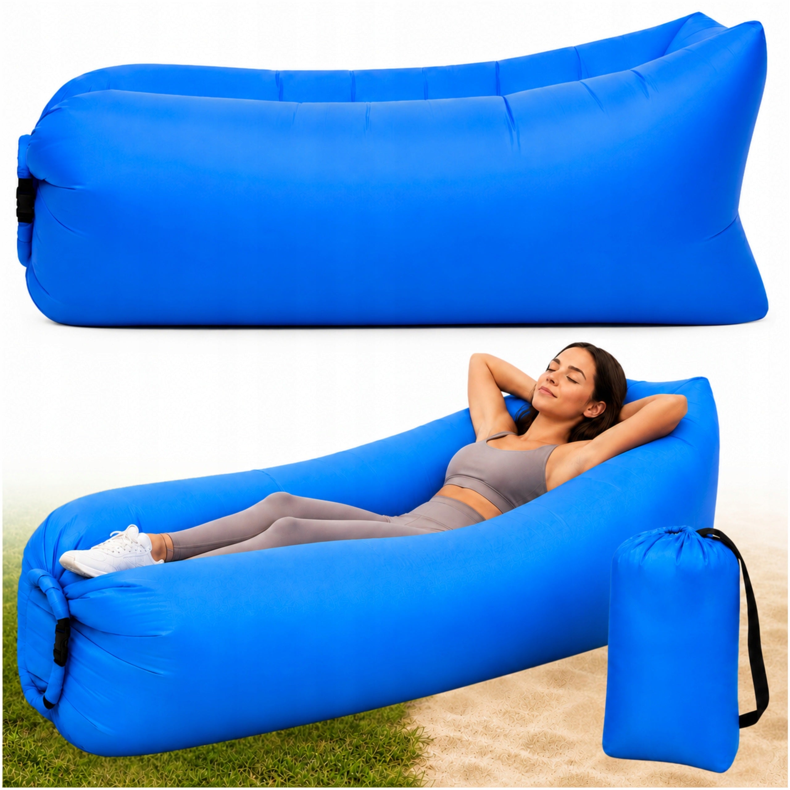 INFLATABLE SOFA BED LAZY BAG AIR FOR BEACHES MATTRESS LOUNGER