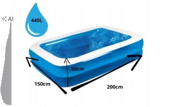 INFLATABLE SWIMMING POOL FOR CHILDREN RECTANGULAR GARDEN POOL 200x150CM