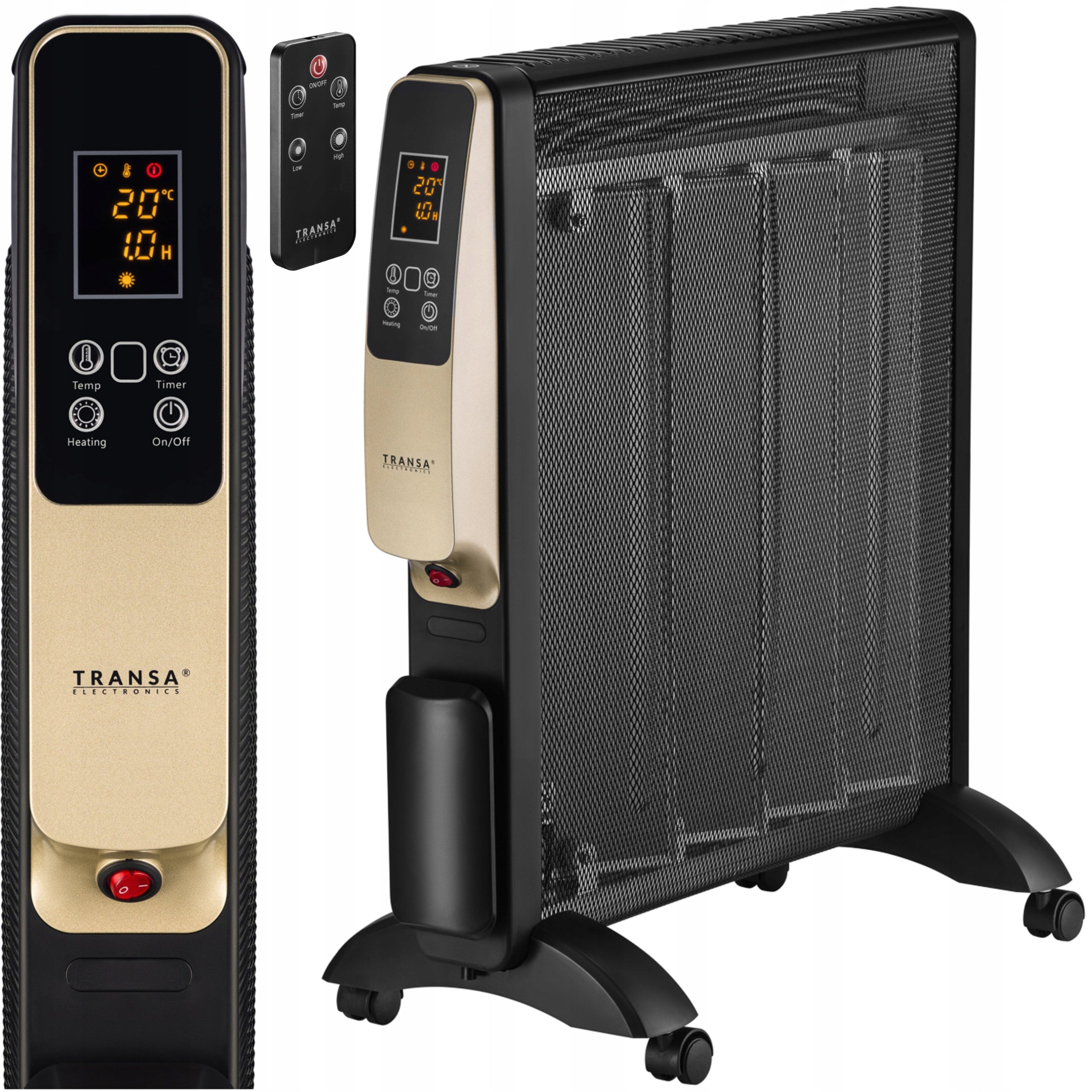 INFRARED ELECTRIC HEATER THERMOSTAT TIMER PILOT Black 2000W