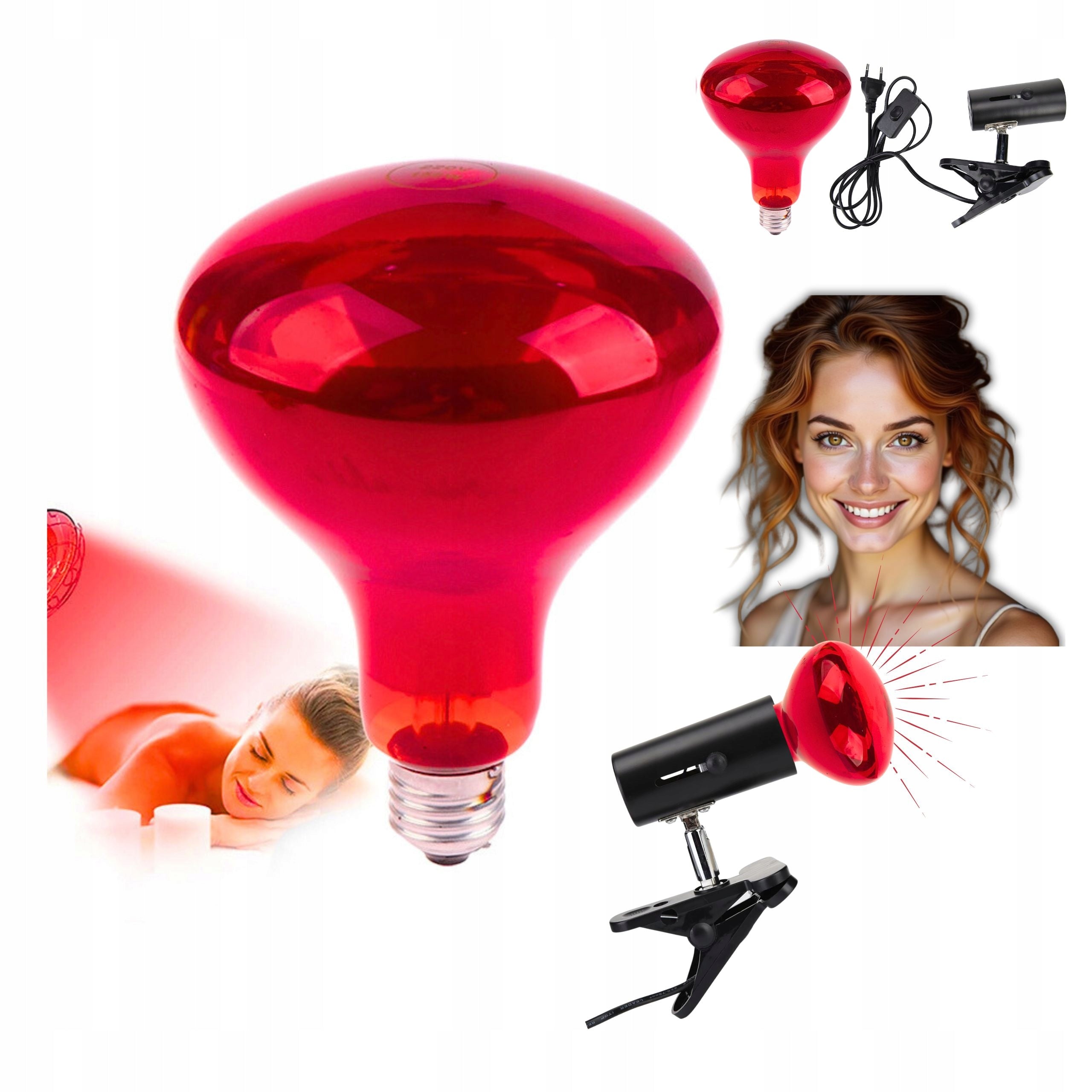 INFRARED HEALING LAMP BULB 100W + HANDLE THERAPY RED LIGHT