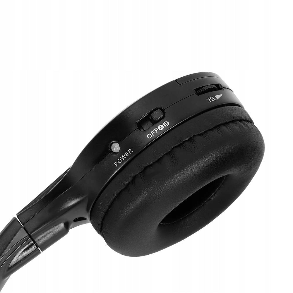 INFRARED WIRELESS HEADPHONES DUAL CHANNEL AUDIO DVD CAR Color black