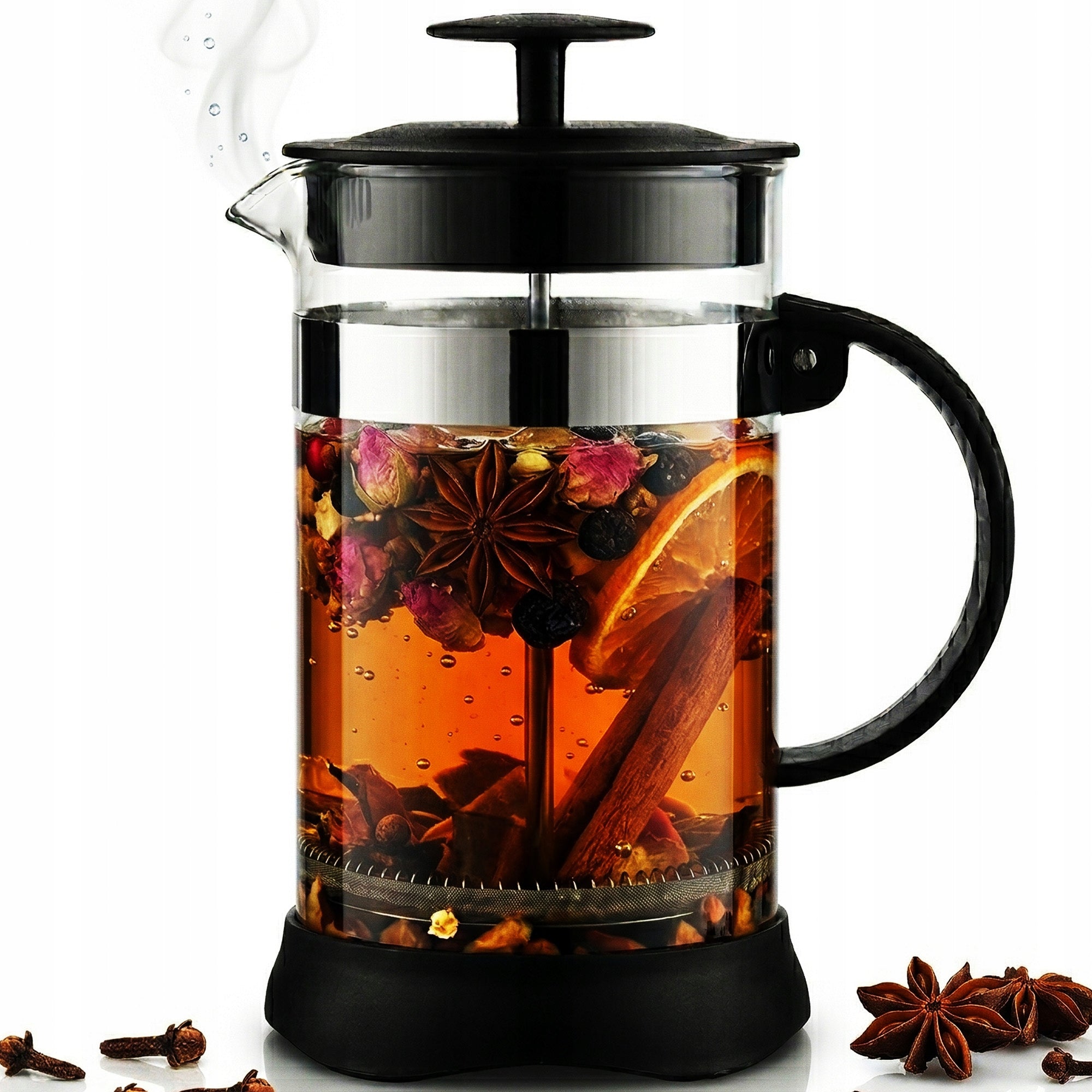 INFUSER GLASS TEA POT HERBS 1000ML PISTON COFFEE MAKER 1L