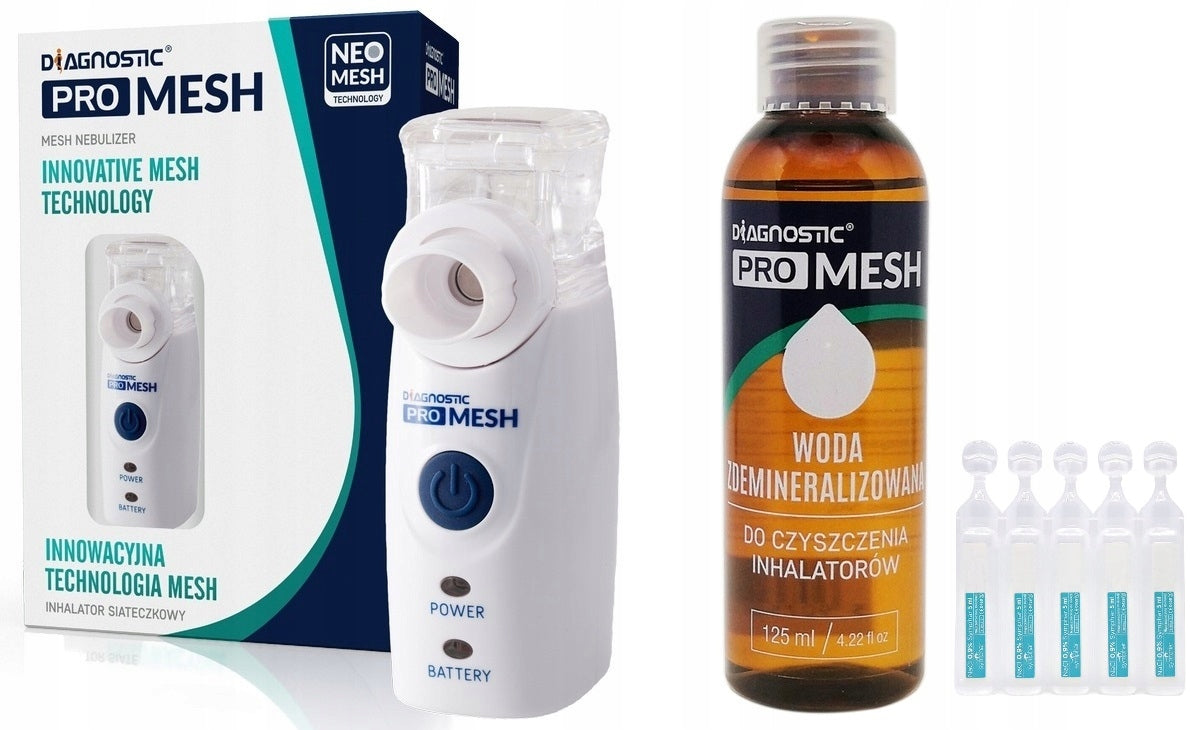 INHALER NEBULISER DIAGNOSTIC PRO MESH MEMBRANE POWER SUPPLY + SALT Packaging status original