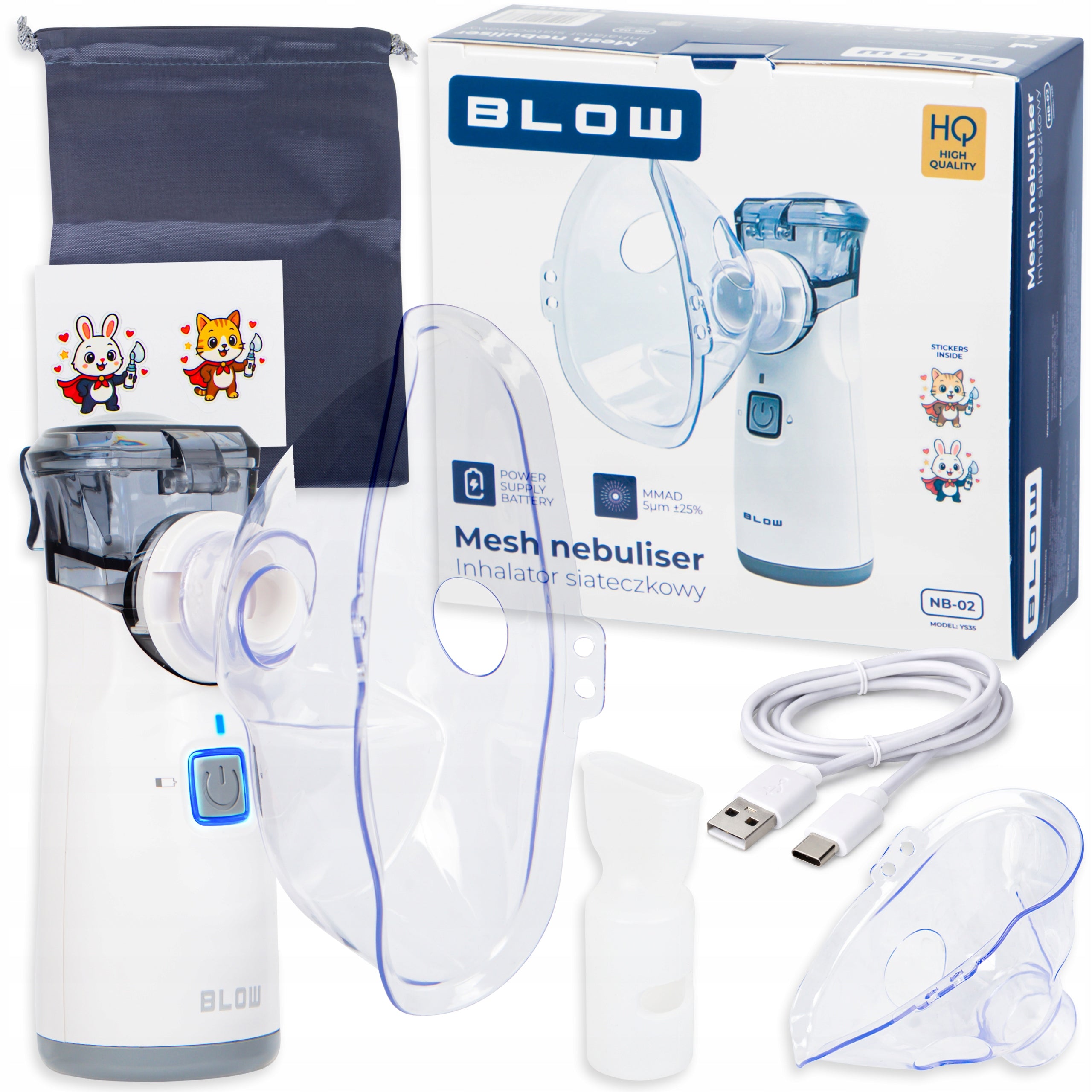 INHALER NEBULISER FOR CHILDREN ADULTS PORTABLE MEMBRANE BATTERY