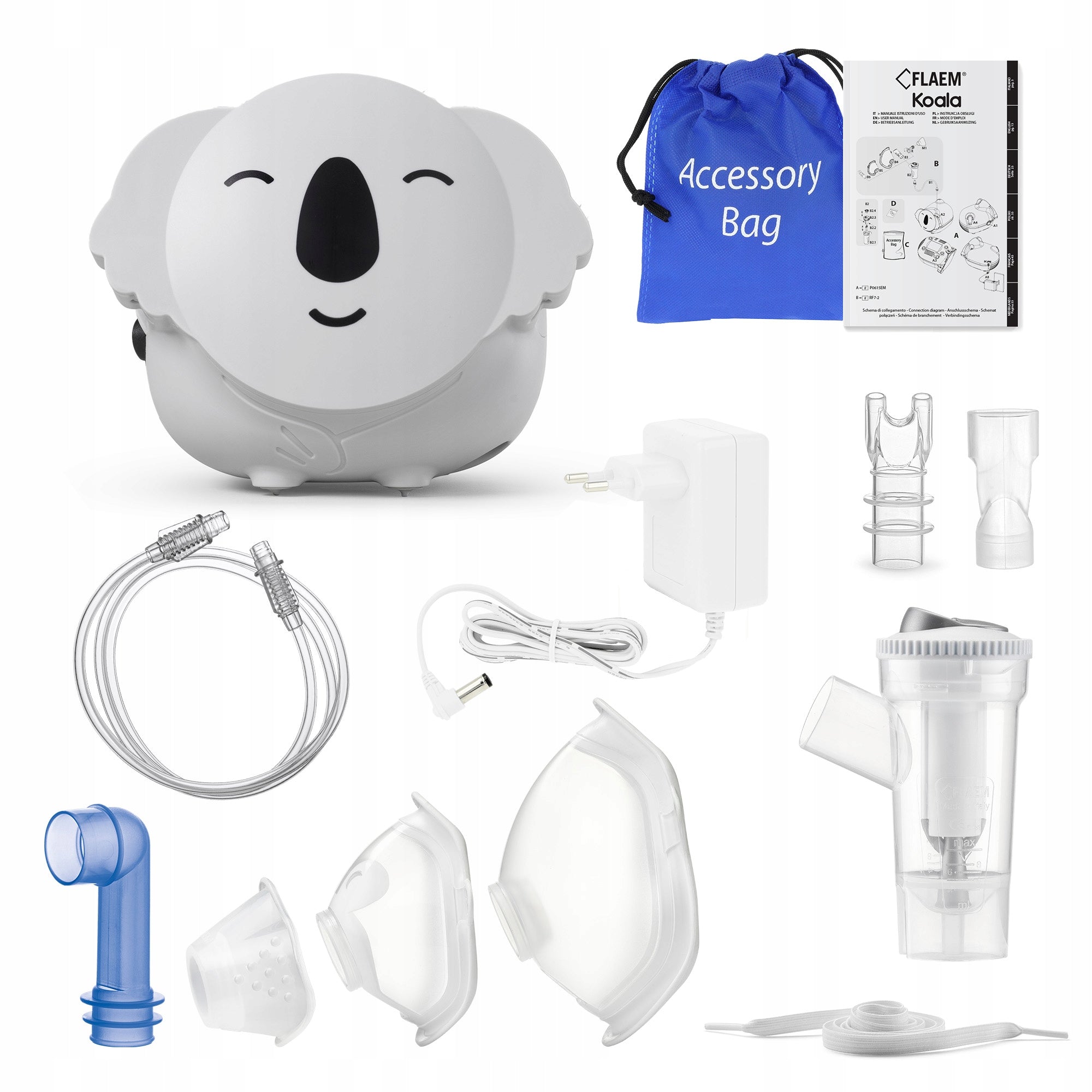 INHALER NEBULISER FOR CHILDREN SILENT FLAEM KOALA 3 MASKS CERTIFIED