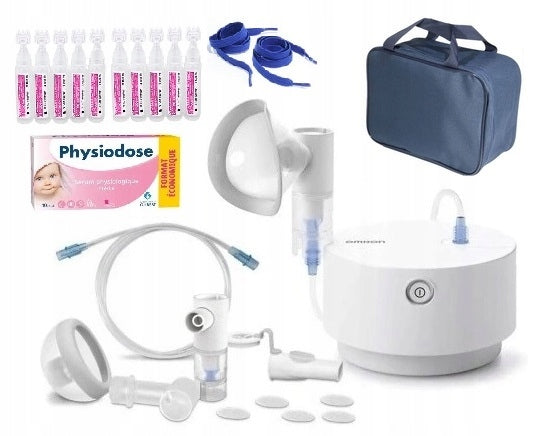 INHALER NEBULIZER FOR CHILDREN FAMILY OMRON C28P CONTINUOUS OPERATION + 10x SALT