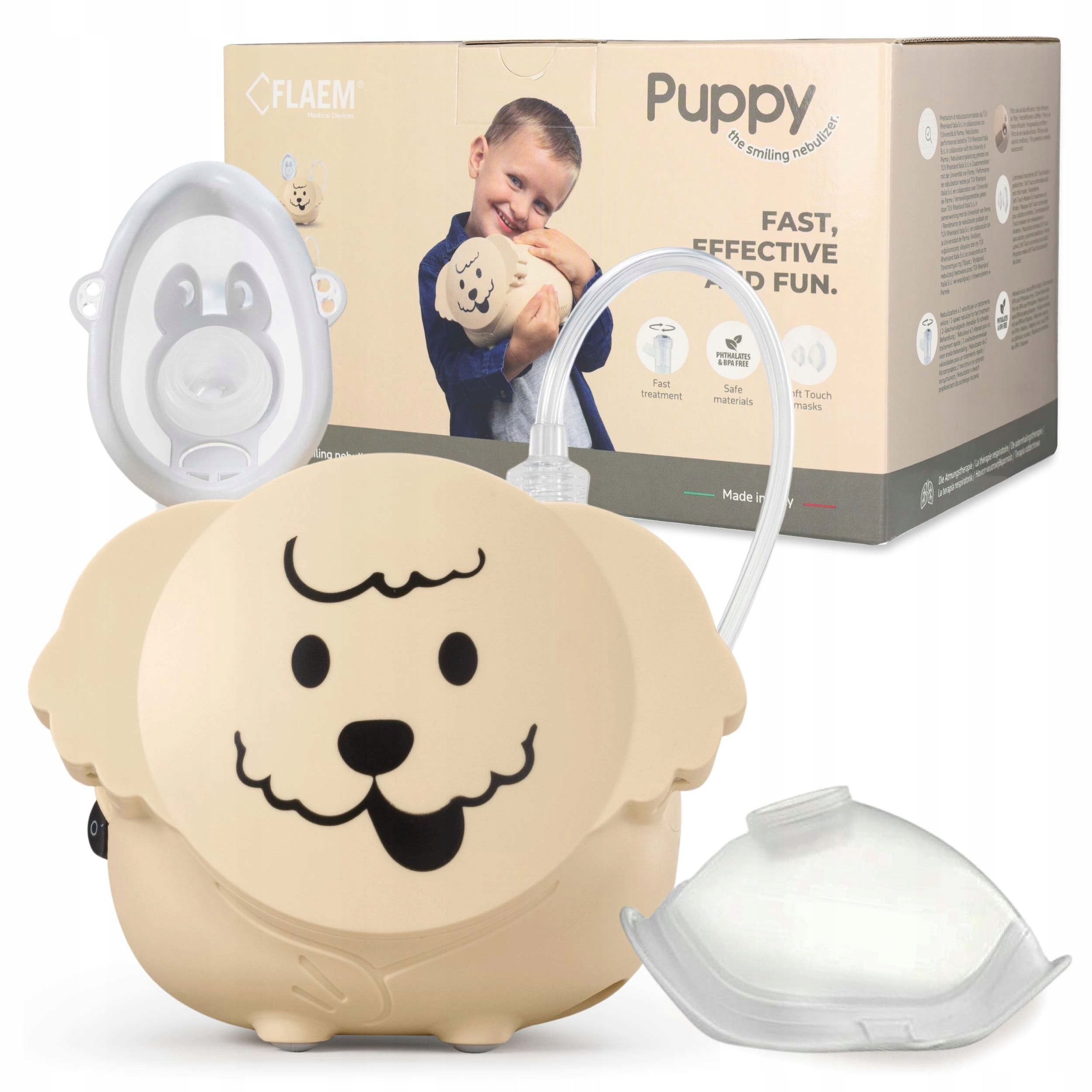 INHALER NEBULIZER FOR CHILDREN FLAEM PUPPY DOG CERTIFIED TWO MASKS