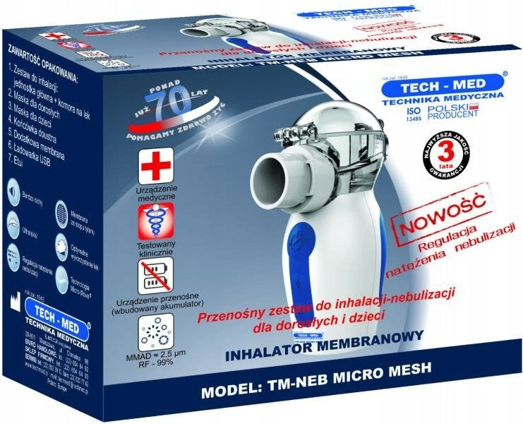 INHALER / NEBULIZER for children and adults Tech-Med Neb Micro Mesh 10ml Manufacturer code TM-NEB Micro Mesh