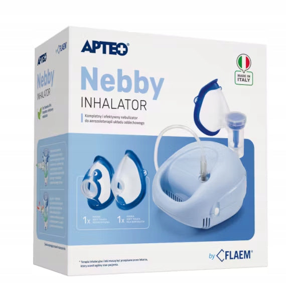 INHALER PISTON NEBULISER FOR ADULT CHILDREN NEBBY BY FLAEM - APTEO