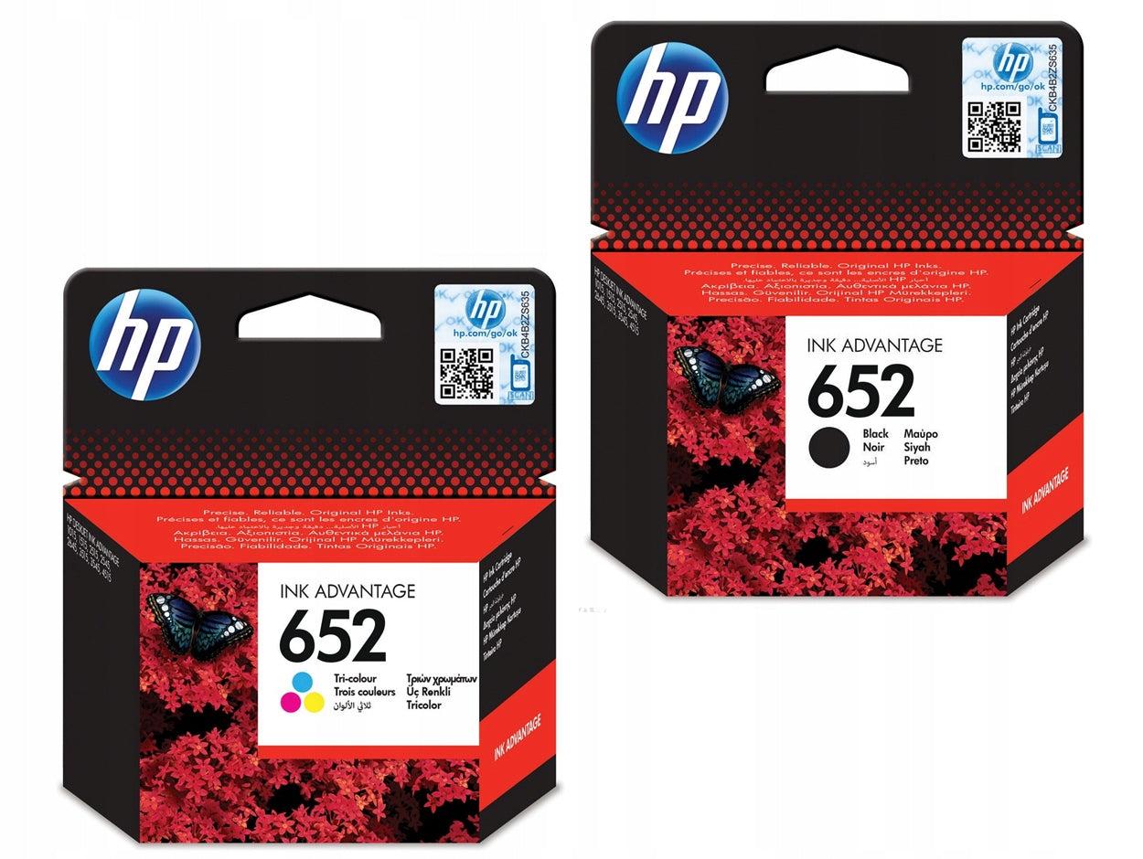 INK SET HP 652 BLACK + COLOUR F6V24AE F6V25A Packaging status original