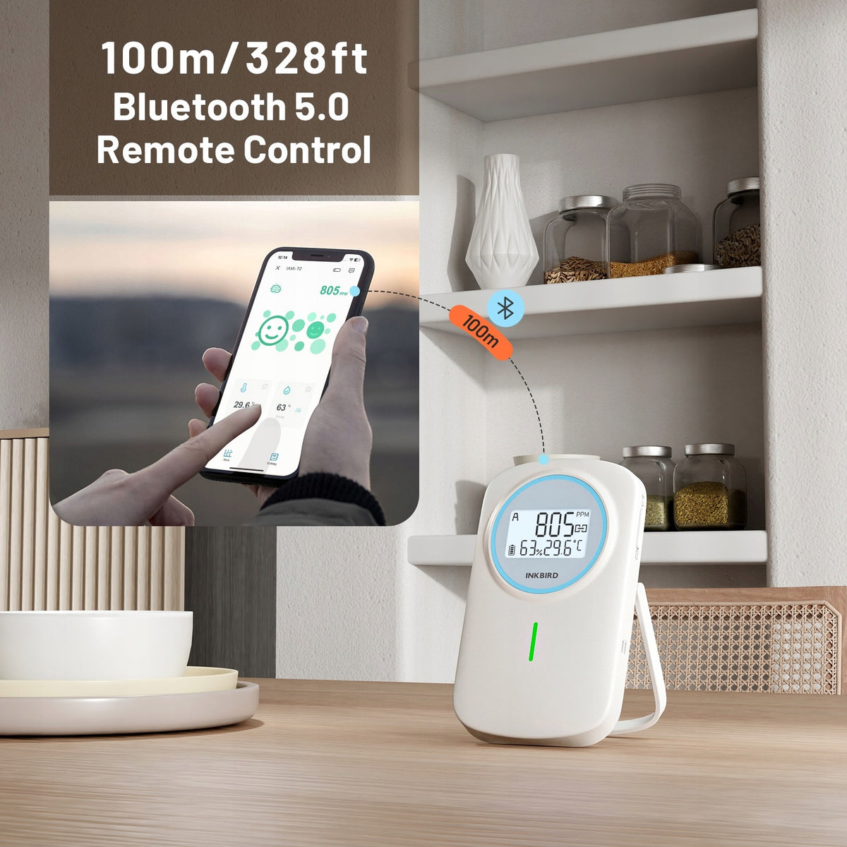 INKBIRD IAM-T2 Bluetooth CO2 Detector NDIR Temperature Humidity Monitor Brand Inkbird