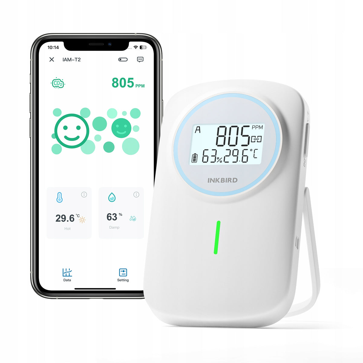INKBIRD IAM-T2 Bluetooth CO2 Detector NDIR Temperature Humidity Monitor