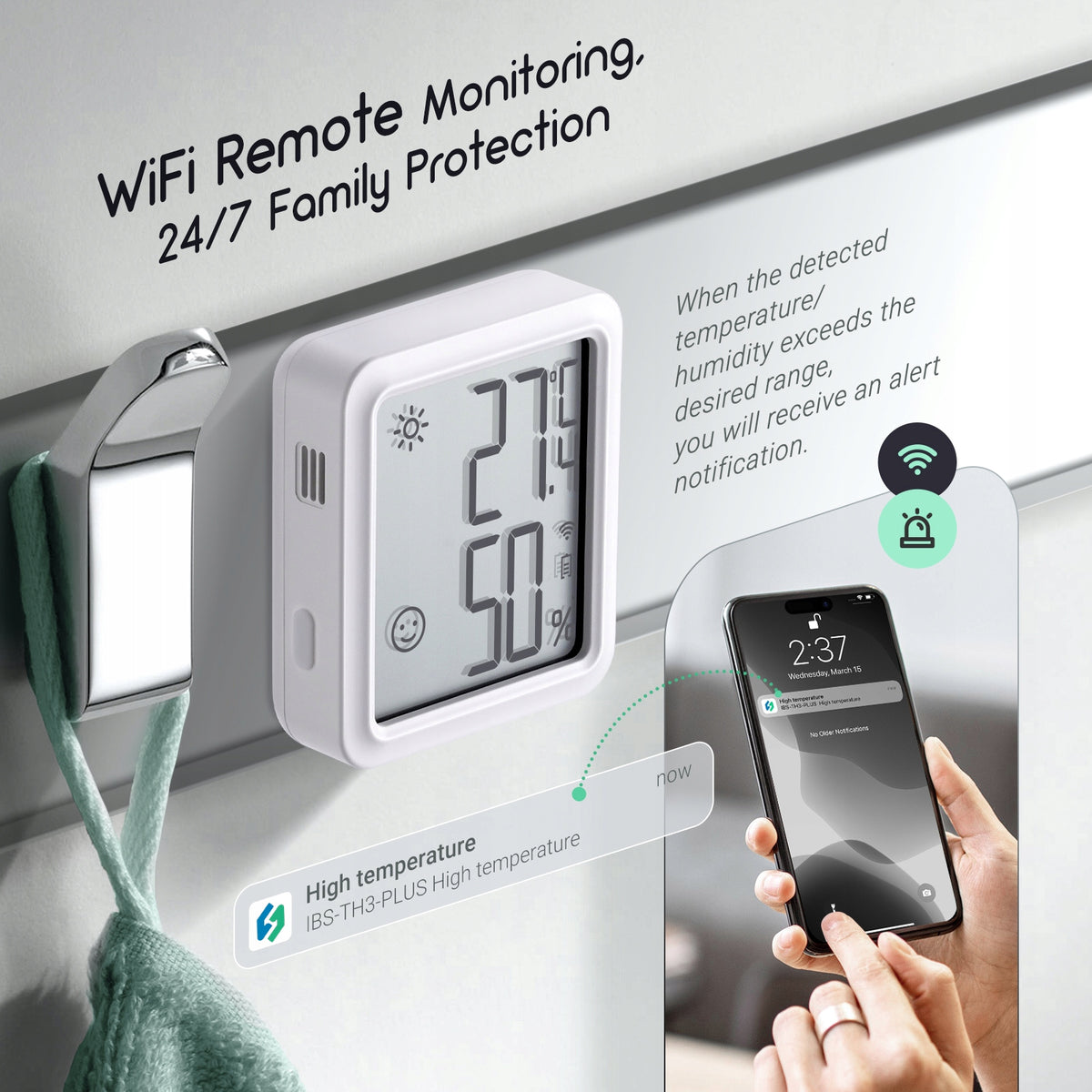 INKBIRD IBS-TH3-PLUS-WIFI Digital Hygrometer Thermometer Monitor Manufacturer code IB-0713-BI