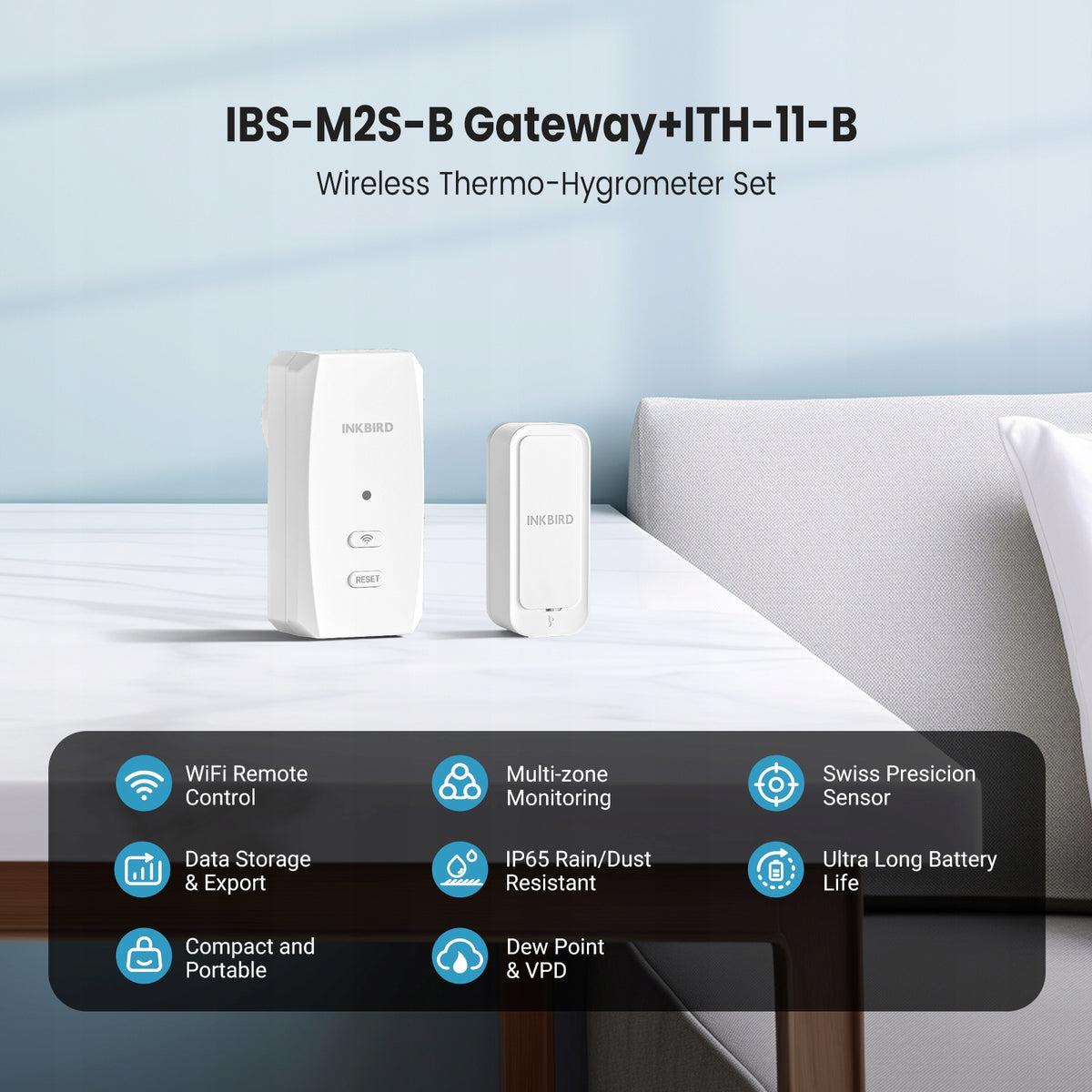 INKBIRD WiFi Gateway and Bluetooth Temperature Humidity Sensor Set Packaging status original