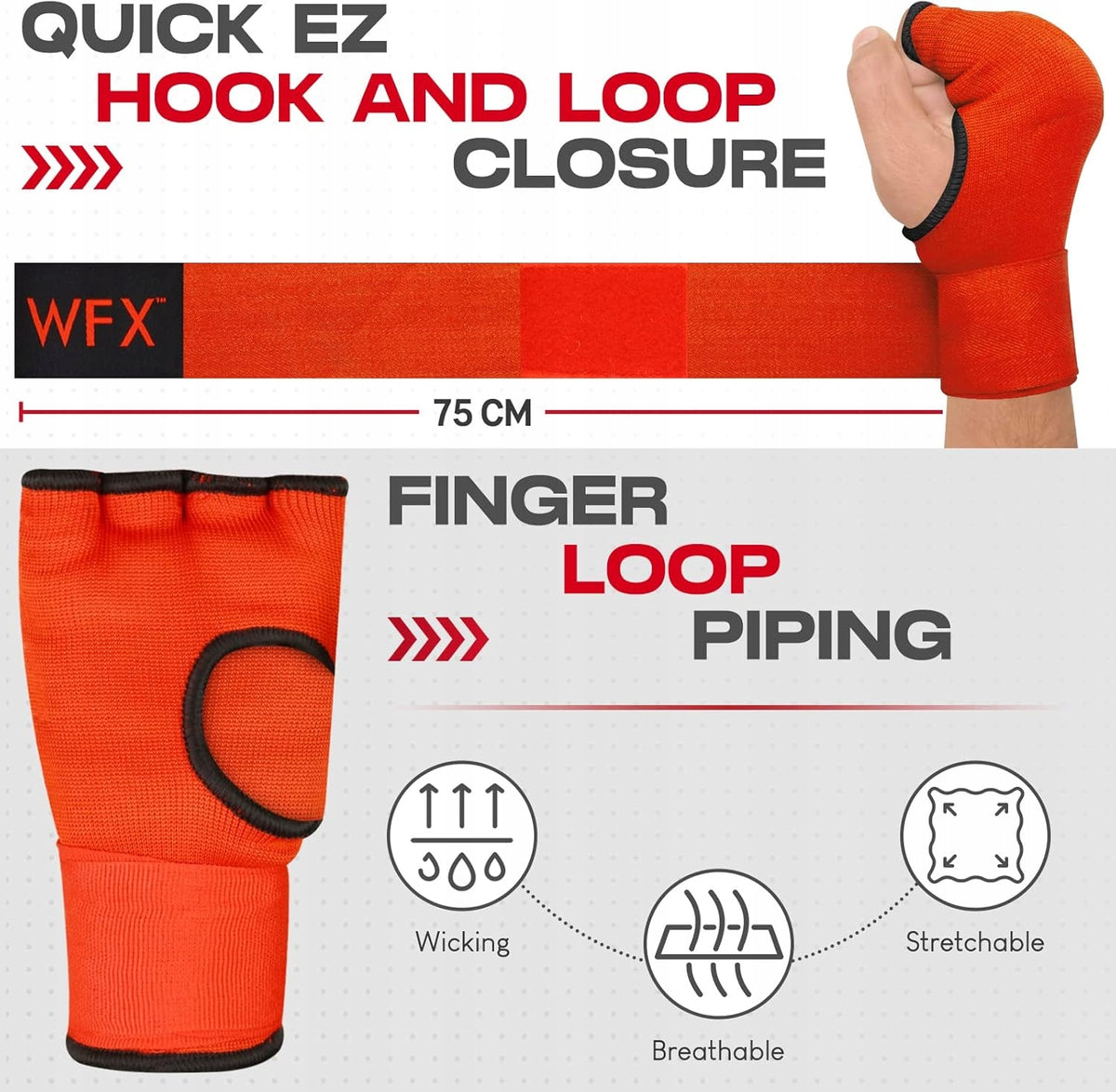 INNER BOXING GLOVES GEL BANDAGES LONG STRAPS L Weight of gloves 4 oz